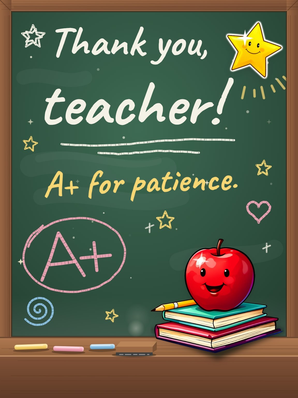 Chalkboard Apple Teacher Appreciation Card