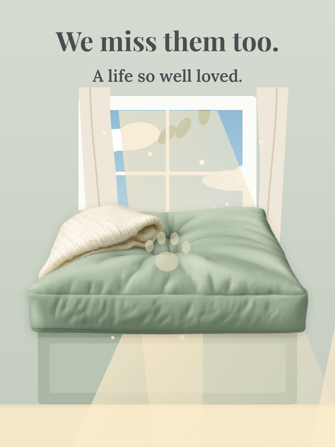 Window Seat, Kept Warm Pet Sympathy Card