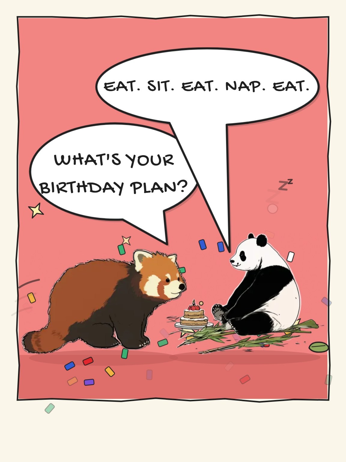 Eat Sit Eat Funny Birthday Card