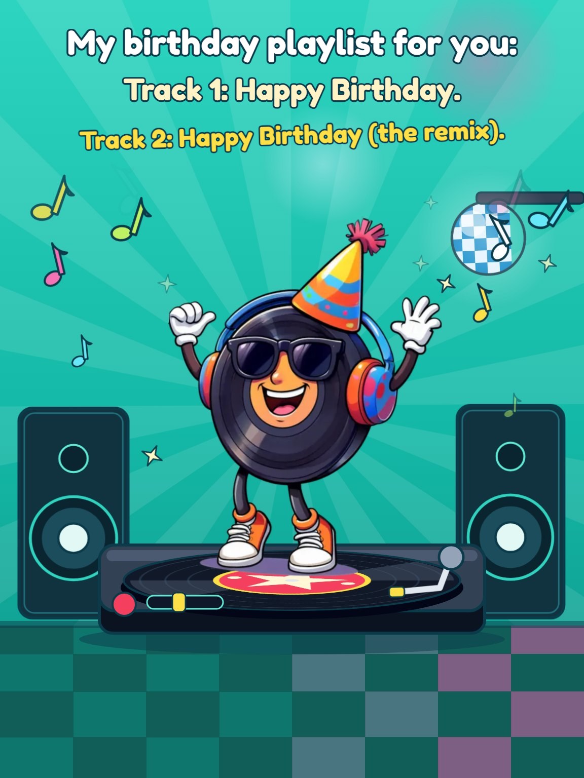 Vinyl Party Birthday Card