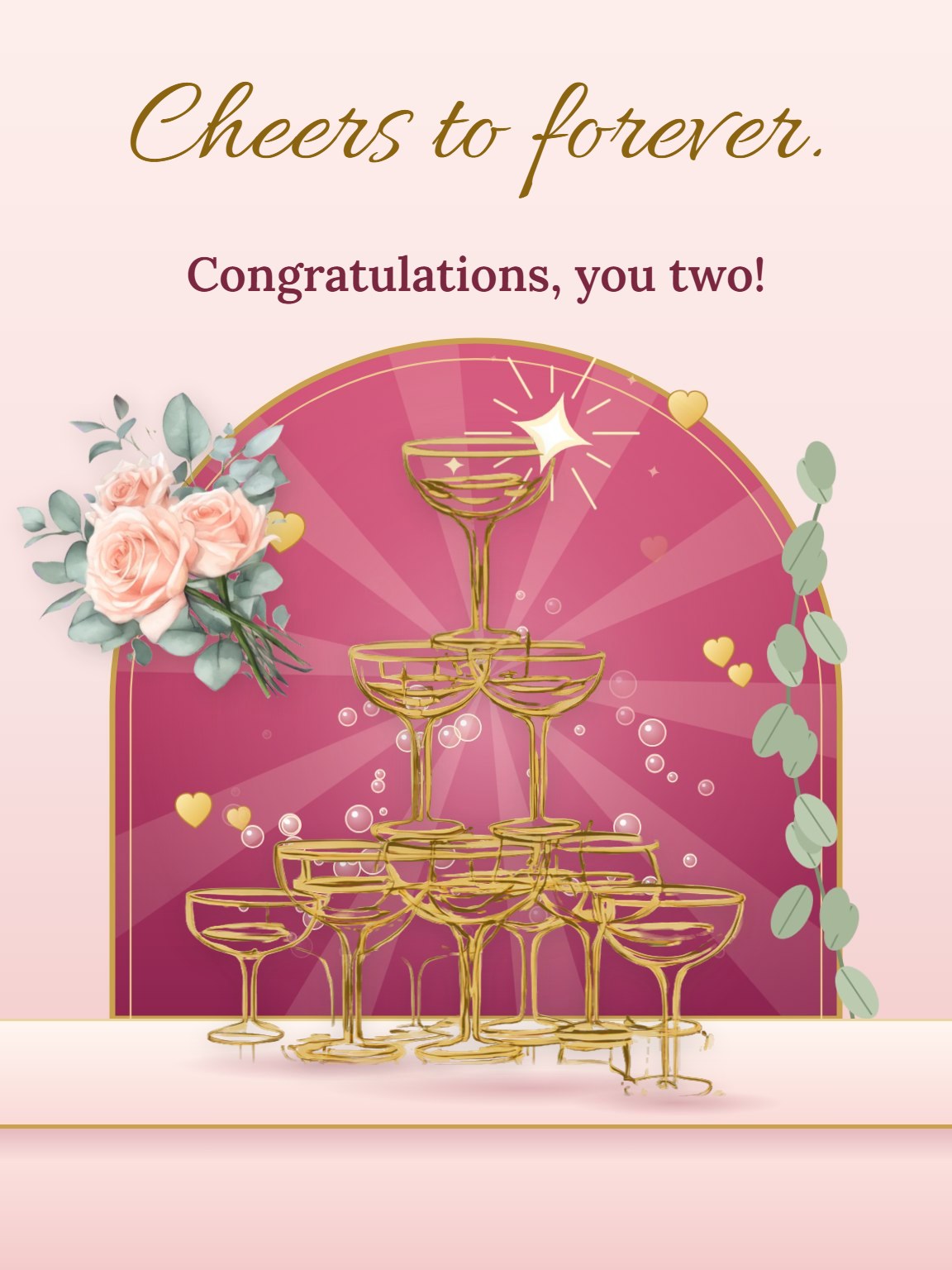 Champagne Coupes Wedding Congratulations Card