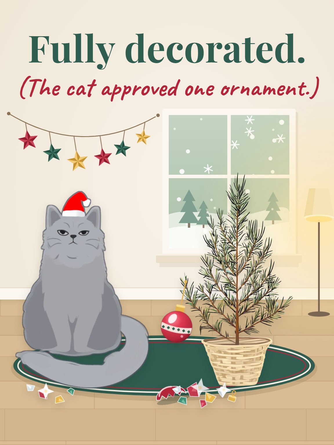 Fully Decorated Funny Christmas Card