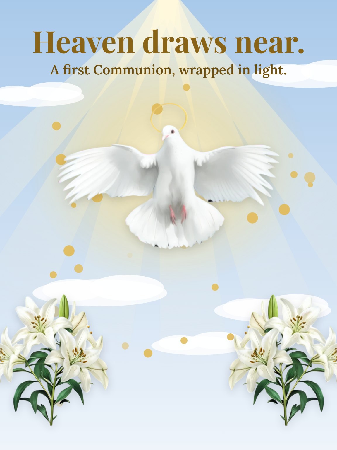 Dove Above the Font First Communion Card