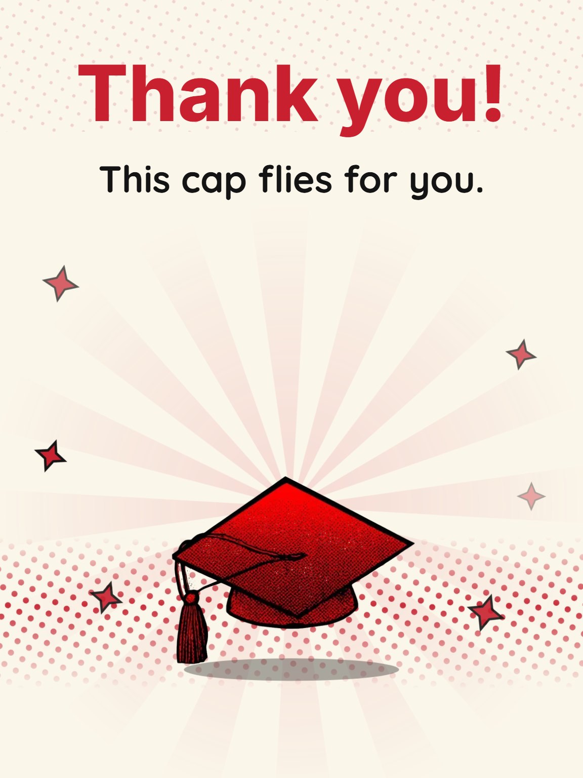 Cap Toss Halftone Graduation Thank You Card