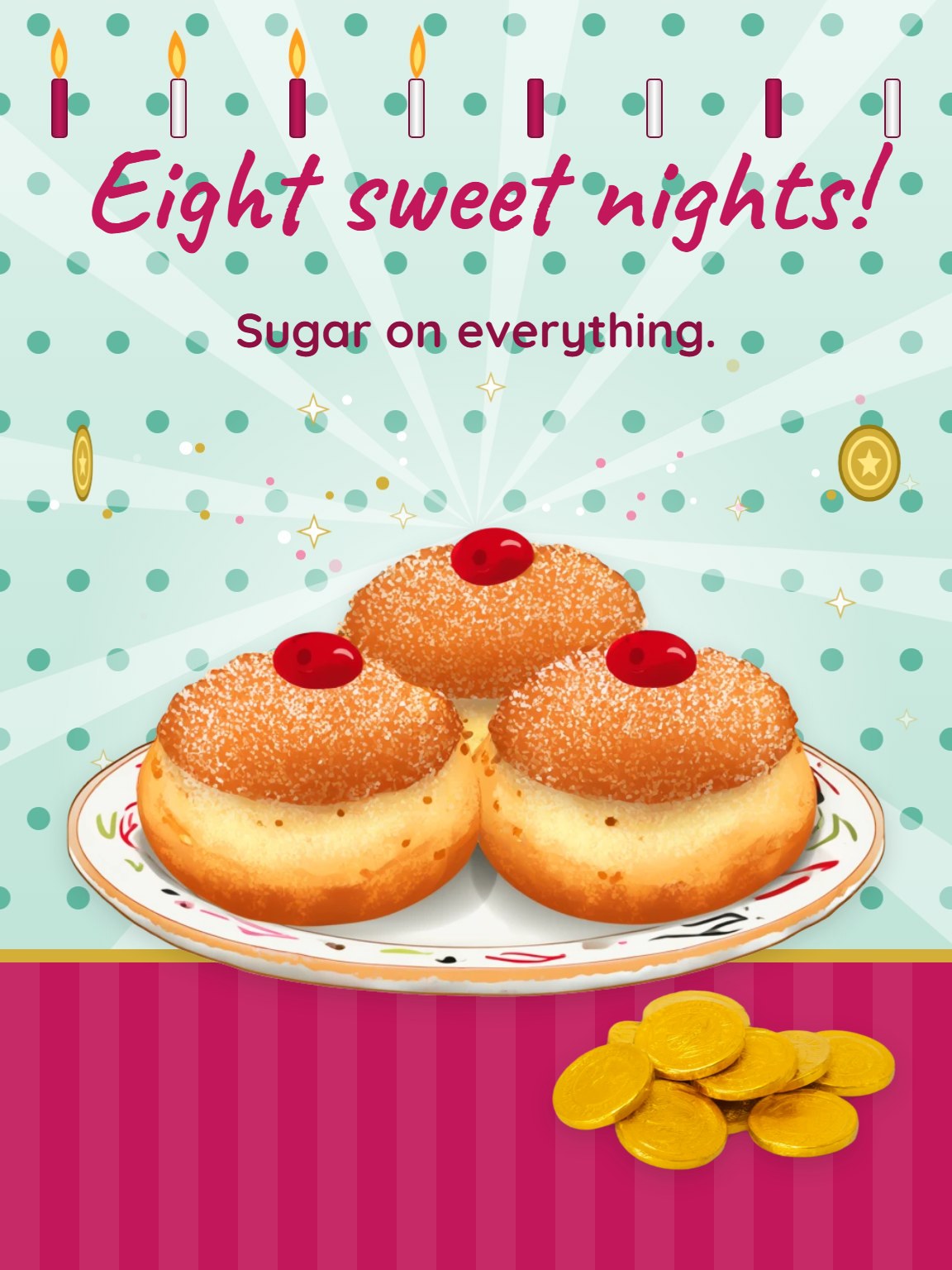 Sufganiyot & Gelt Hanukkah Card