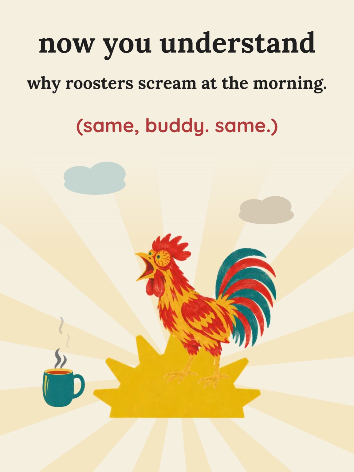 Why Roosters Scream Funny Birthday Card