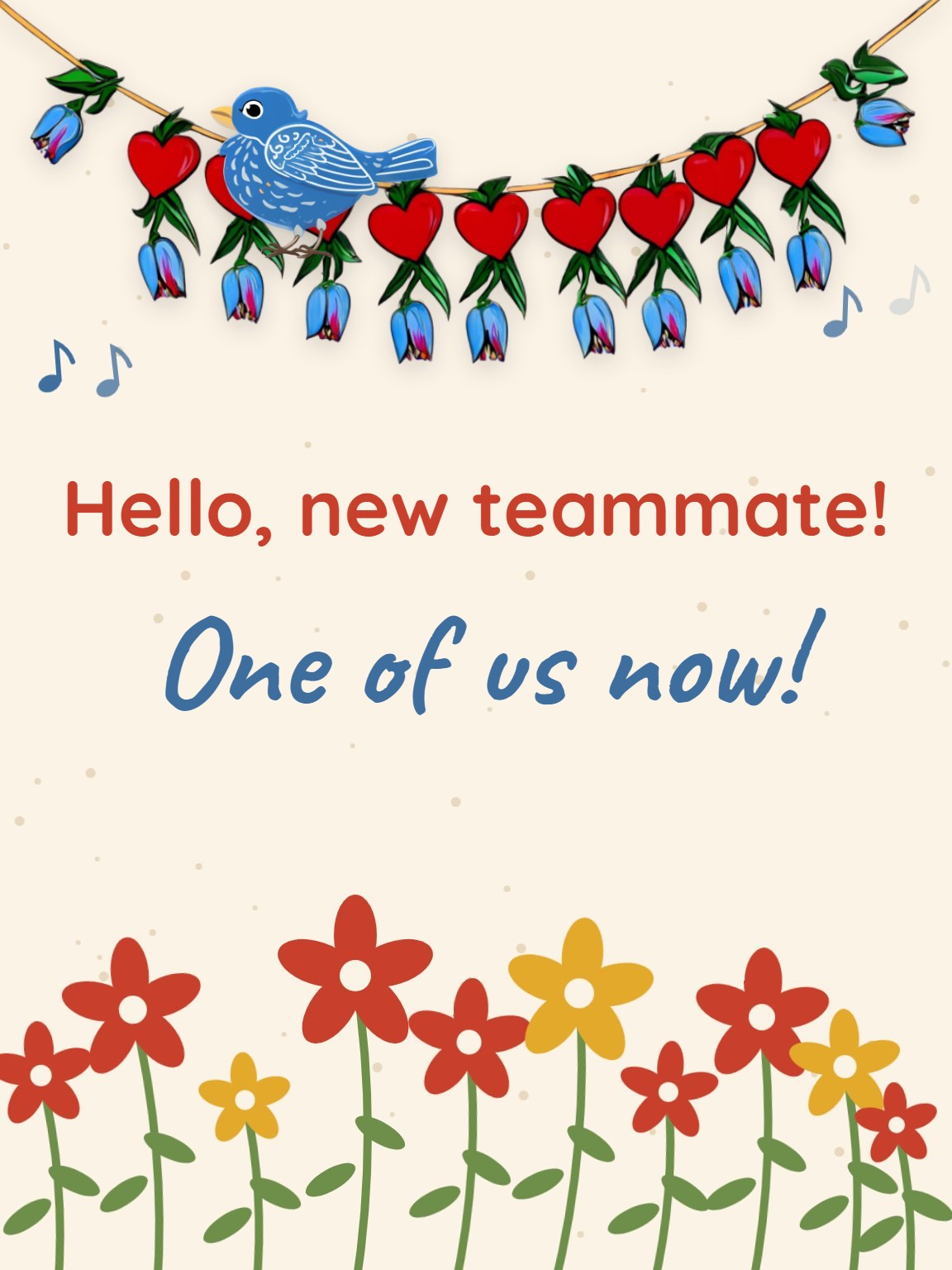 Folk Garland Welcome to the Team Card