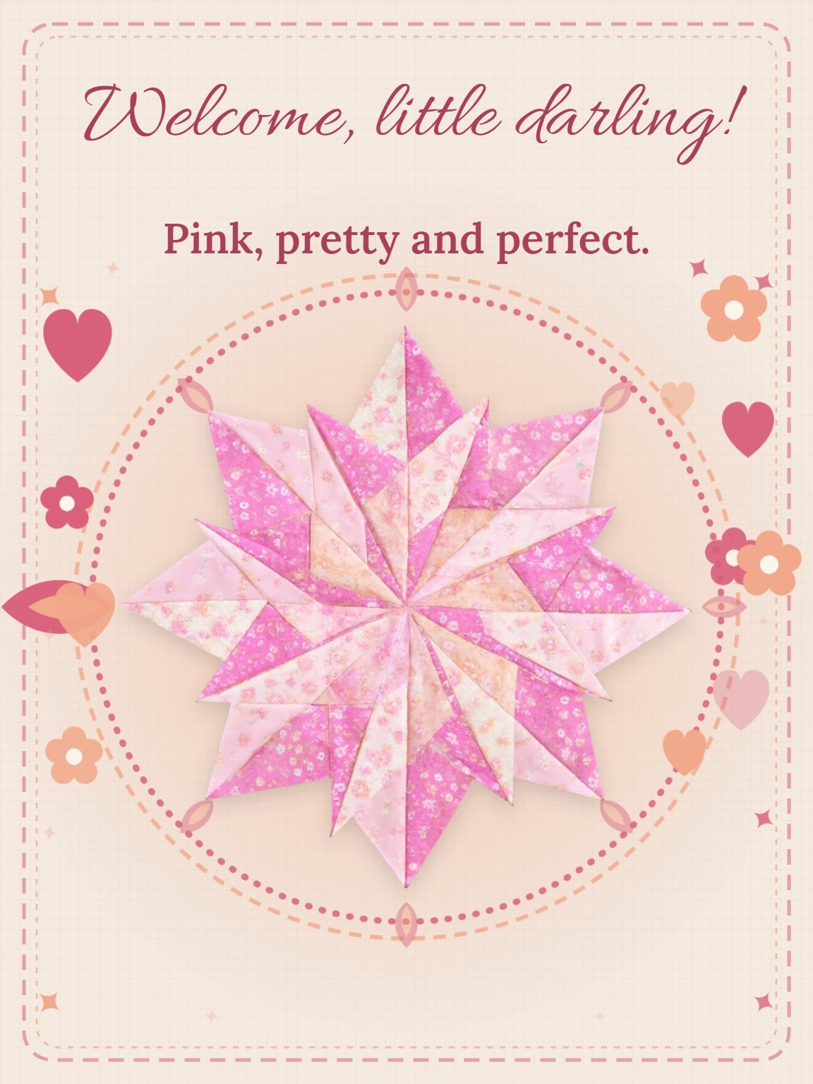 Rosette Quilt New Baby Girl Card