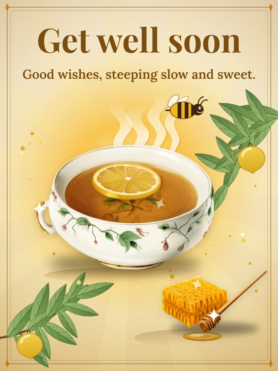 Honey and Lemon Get Well Card