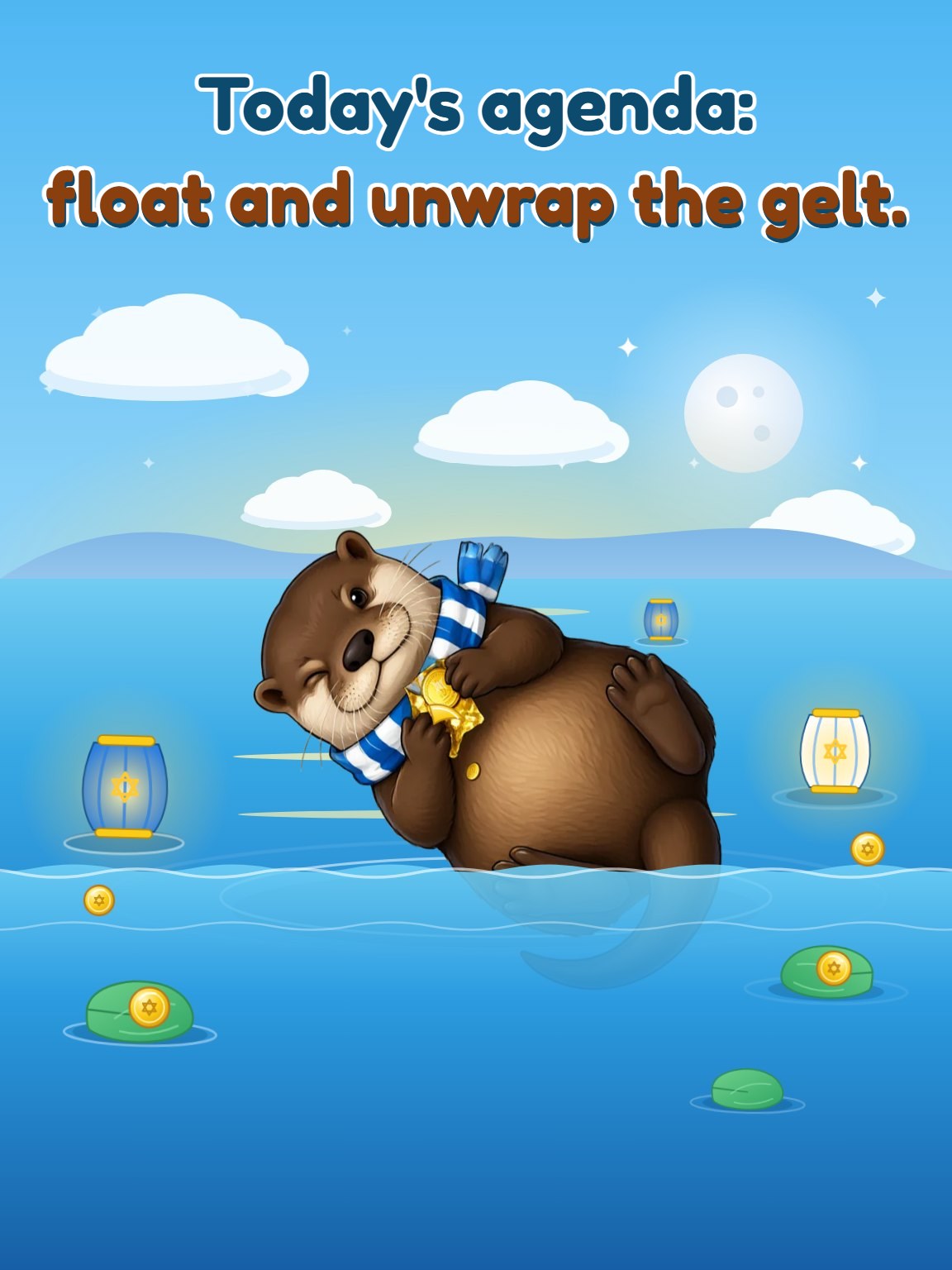 Gelt Float Hanukkah Card