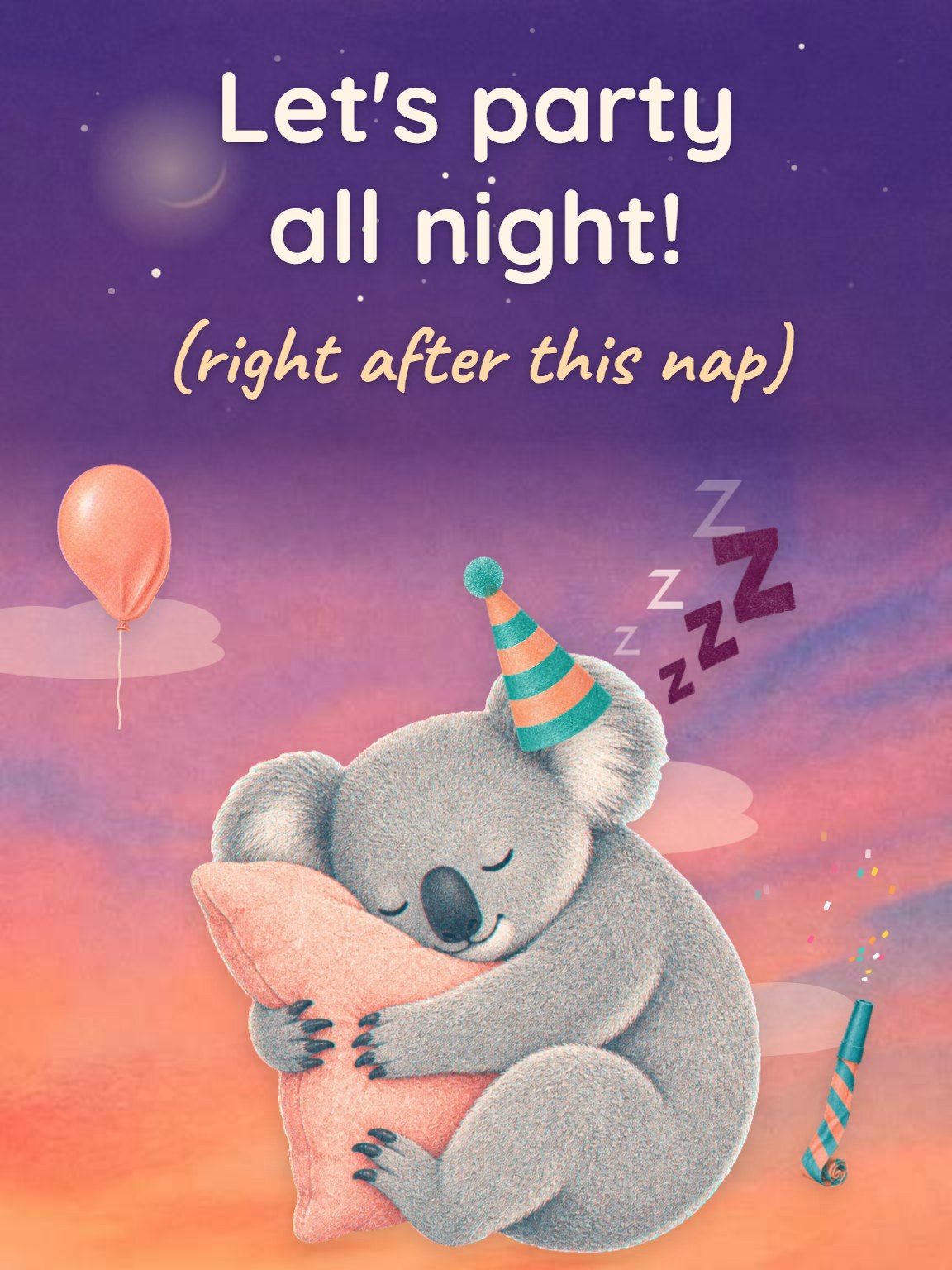 Party All Night (Nap First) Funny Birthday Card