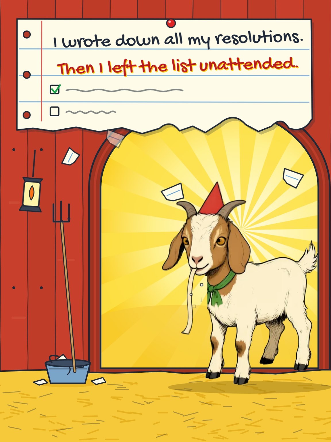 Goat Ate My Resolutions New Year Card