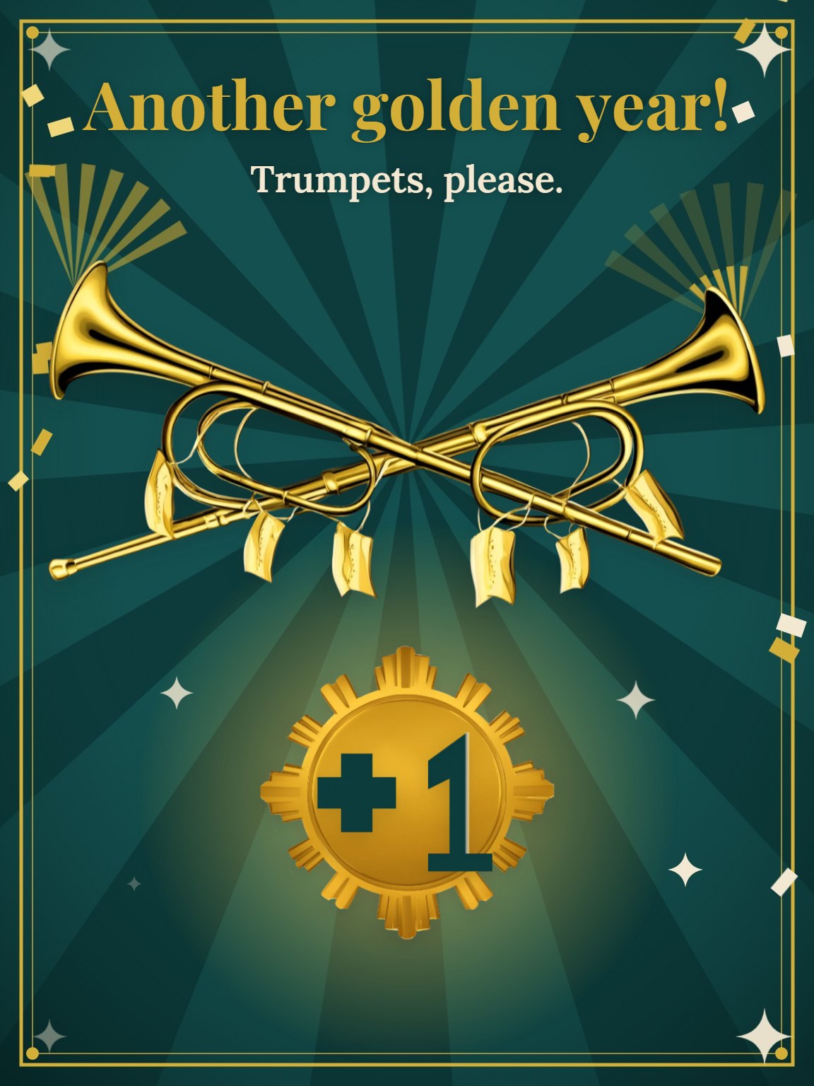 Deco Gold Tenure Work Anniversary Card