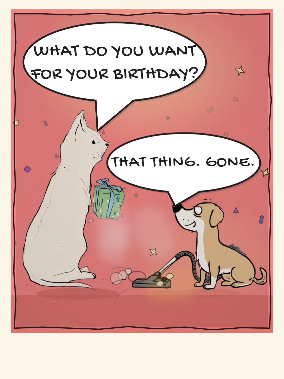 No More Vacuum Pet Birthday Card