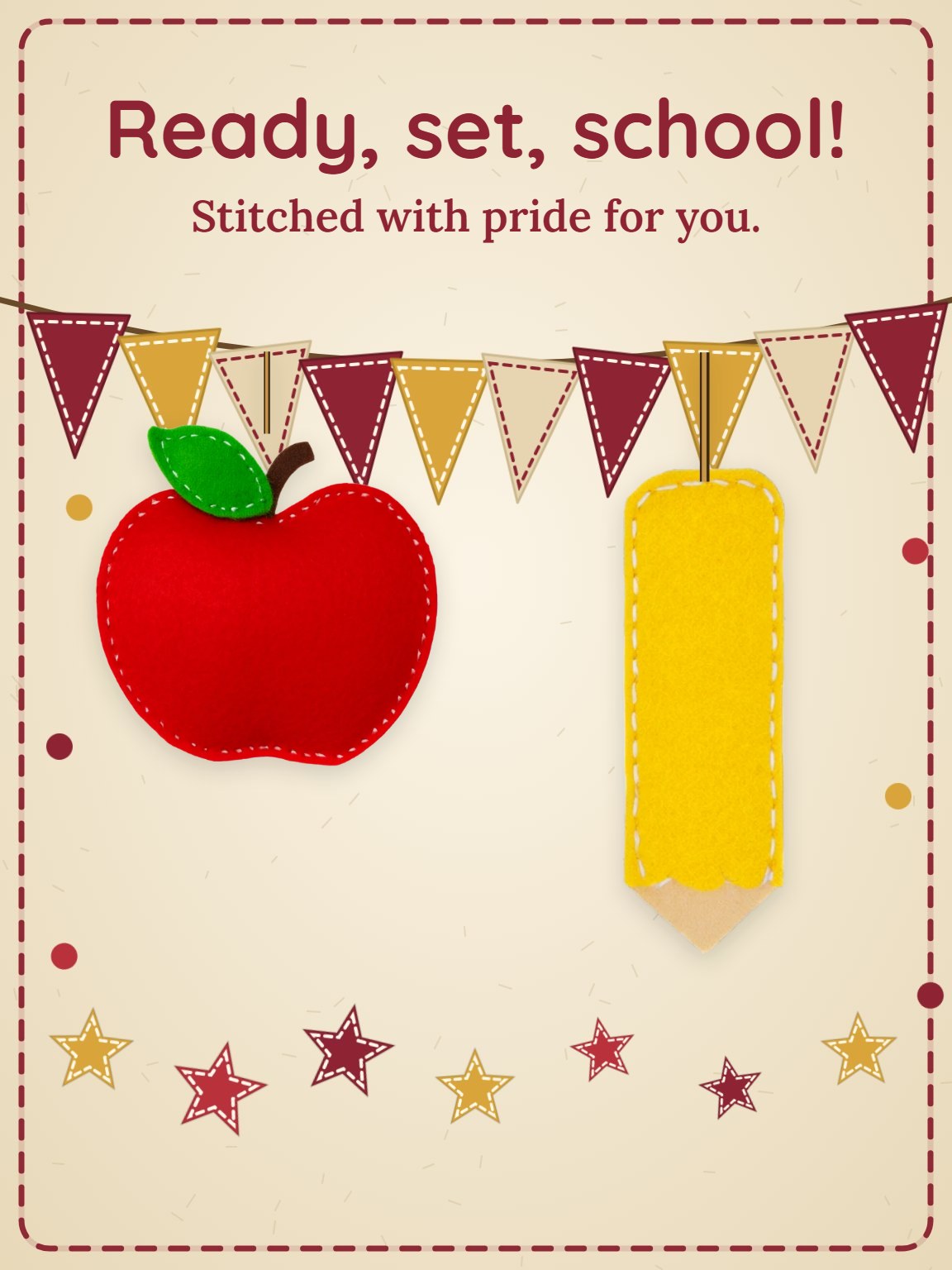 Felt Bunting Hello Back to School Card