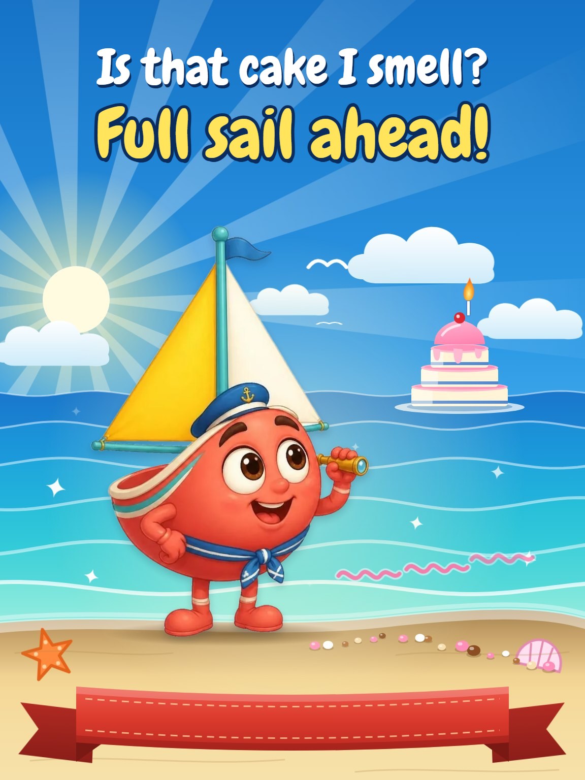 Sailboat Yesterday Dishes Belated Birthday Card