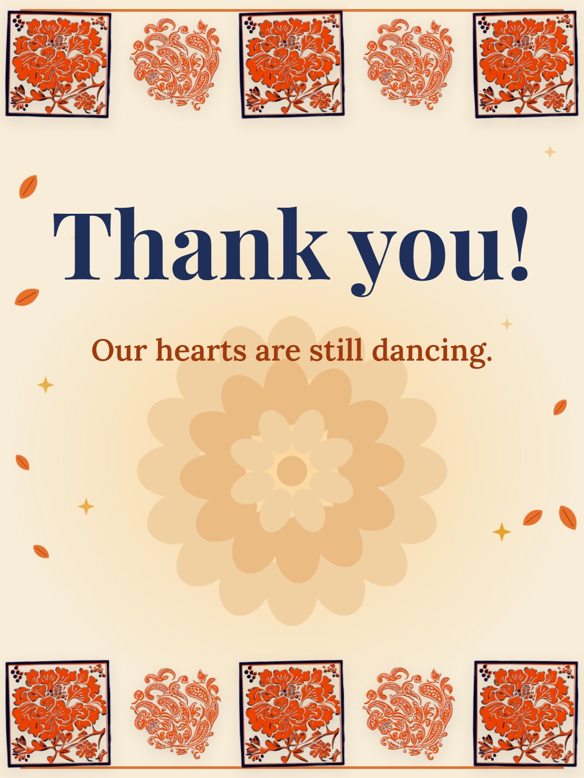Woodblock Marigold Wedding Thank You Card