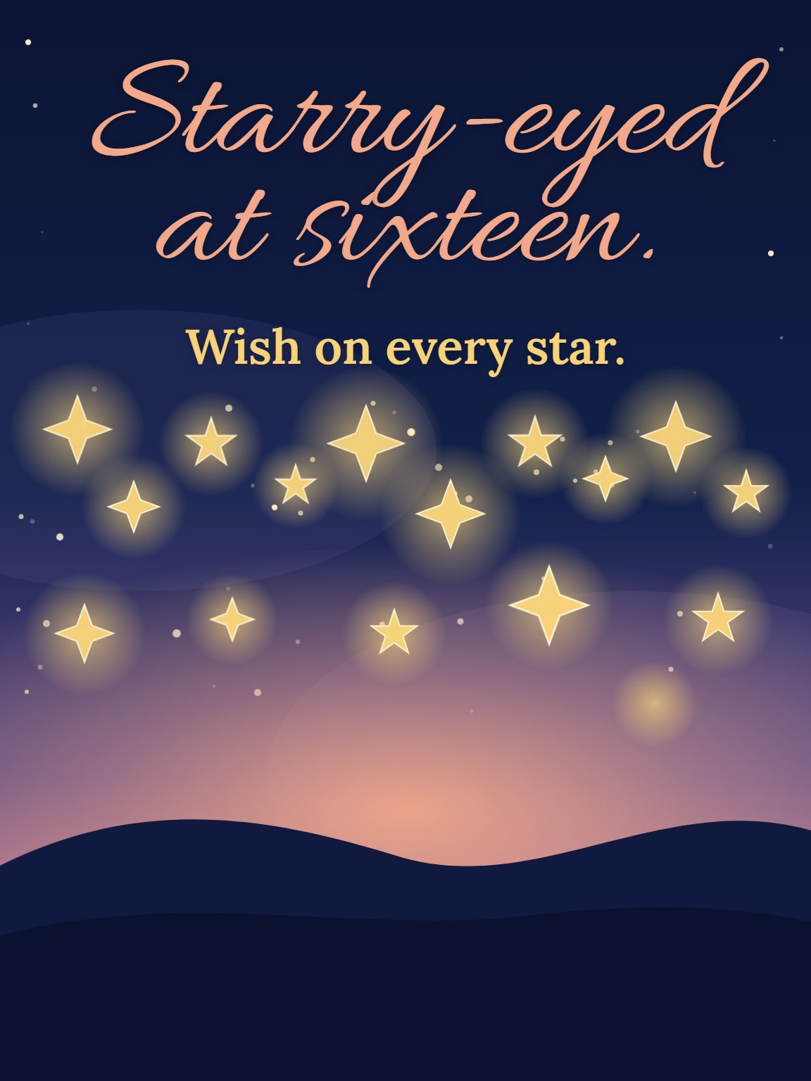 Starlit Sweet Sixteen Birthday Card