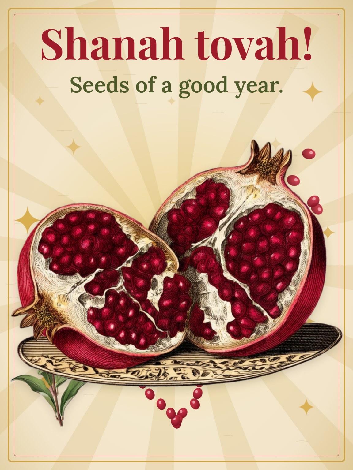 Pomegranate Plate Rosh Hashanah Card