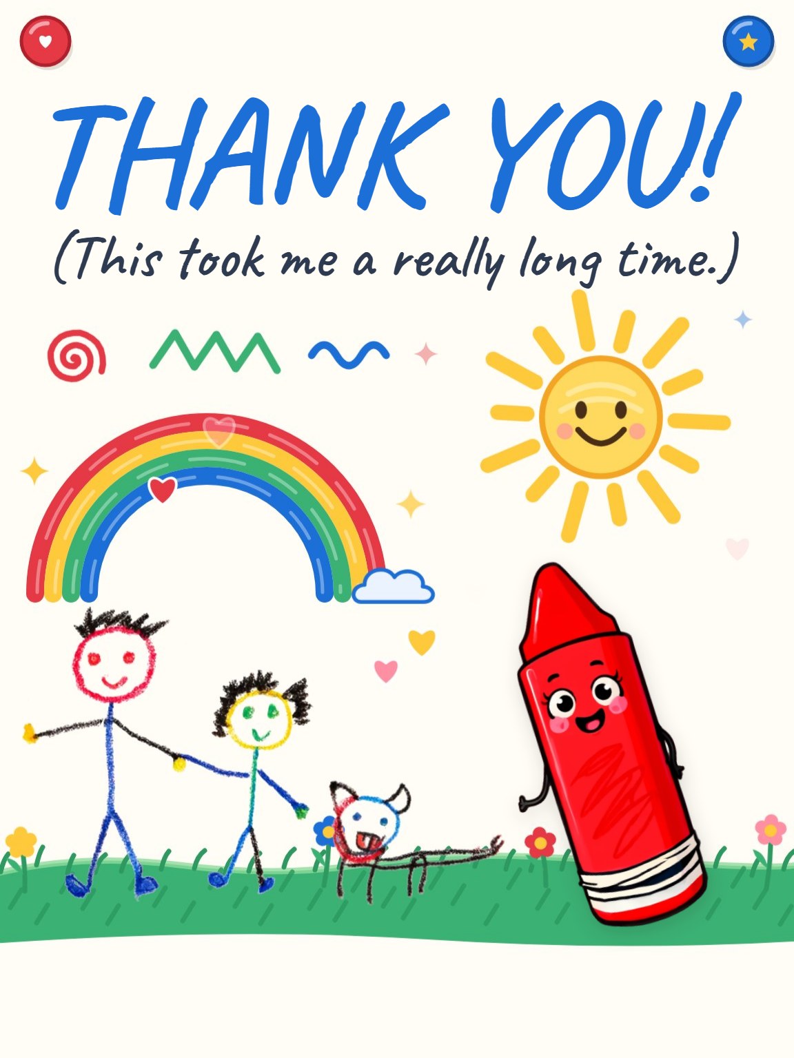 Crayon Scribble Kids Thank You Card
