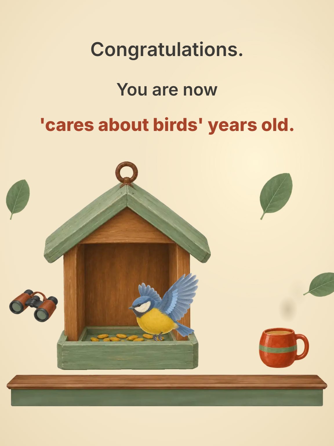 Cares About Birds Funny Birthday Card