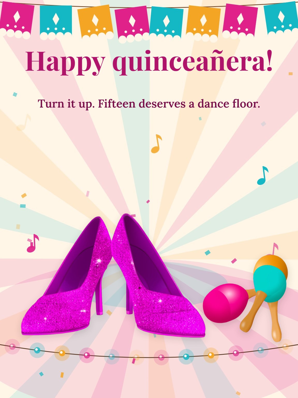 Papel Picado Fiesta Quinceañera Card