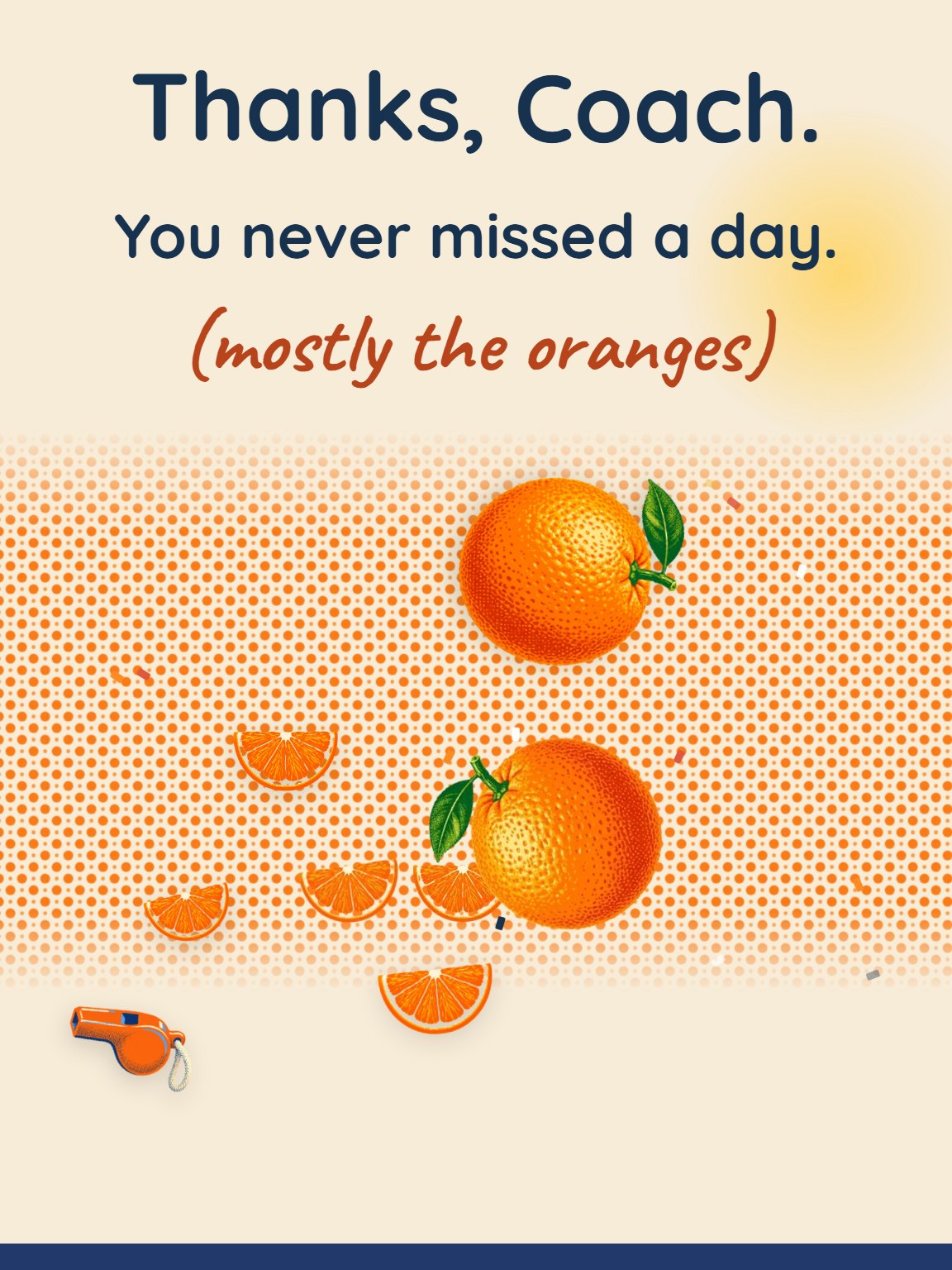 You Brought the Oranges Coach Thank You Card
