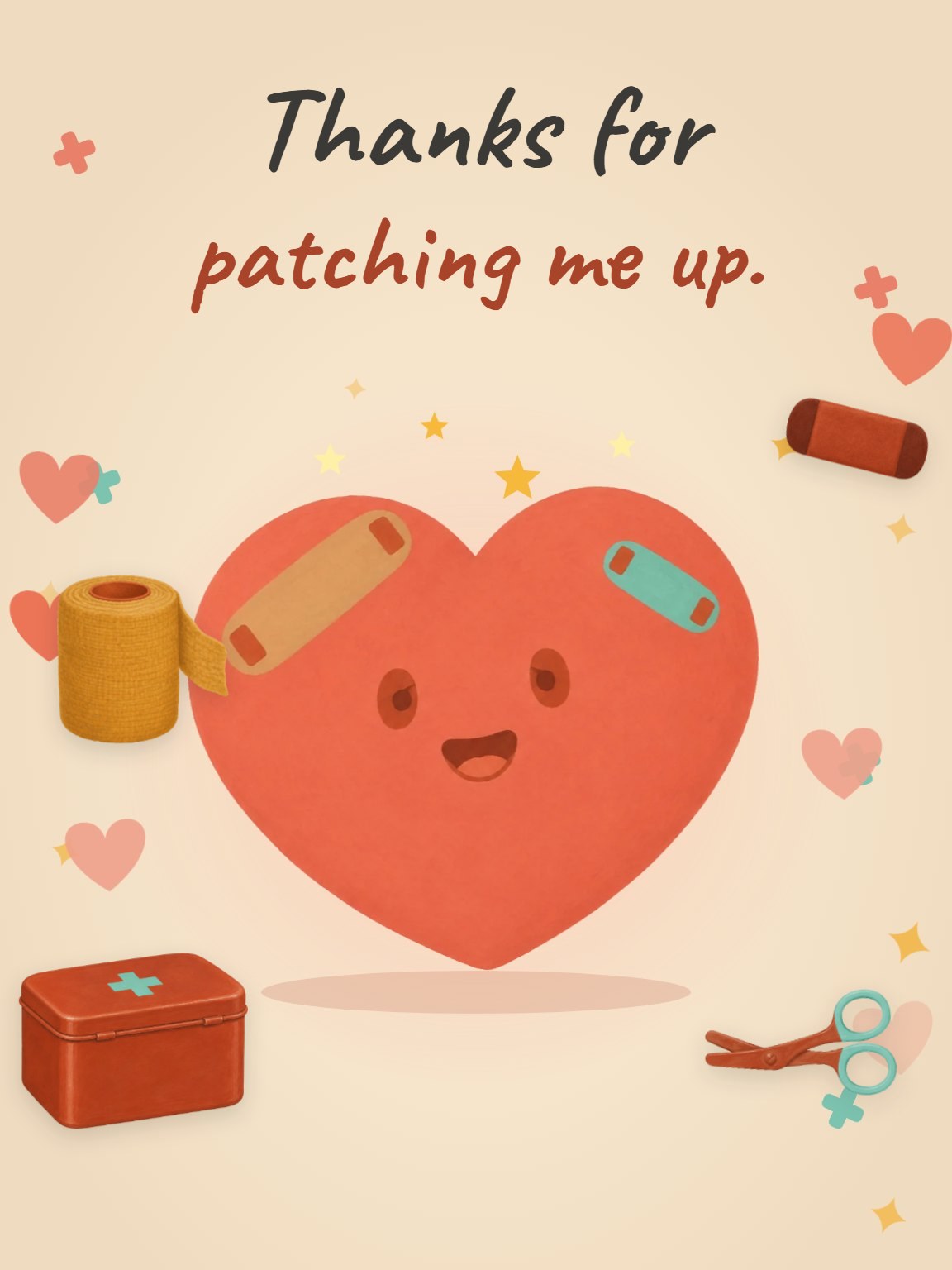 Patching Me Up Healthcare Worker Thank You Card