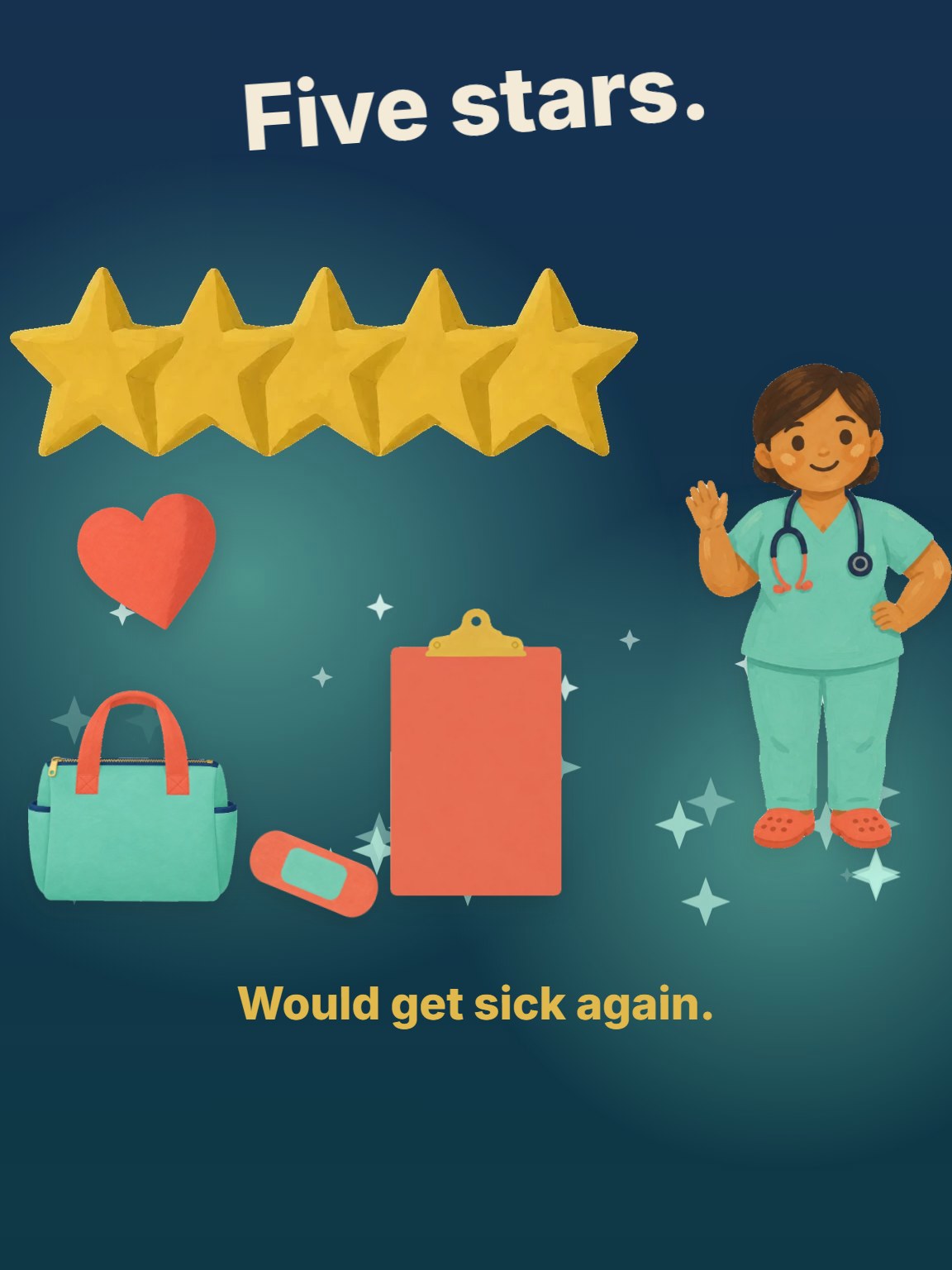 Five Stars Nurse Thank You Card