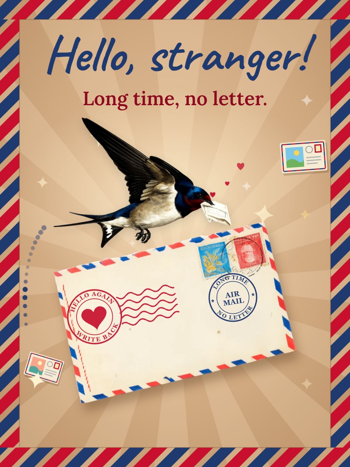 Long Time, No Letter Hello Card