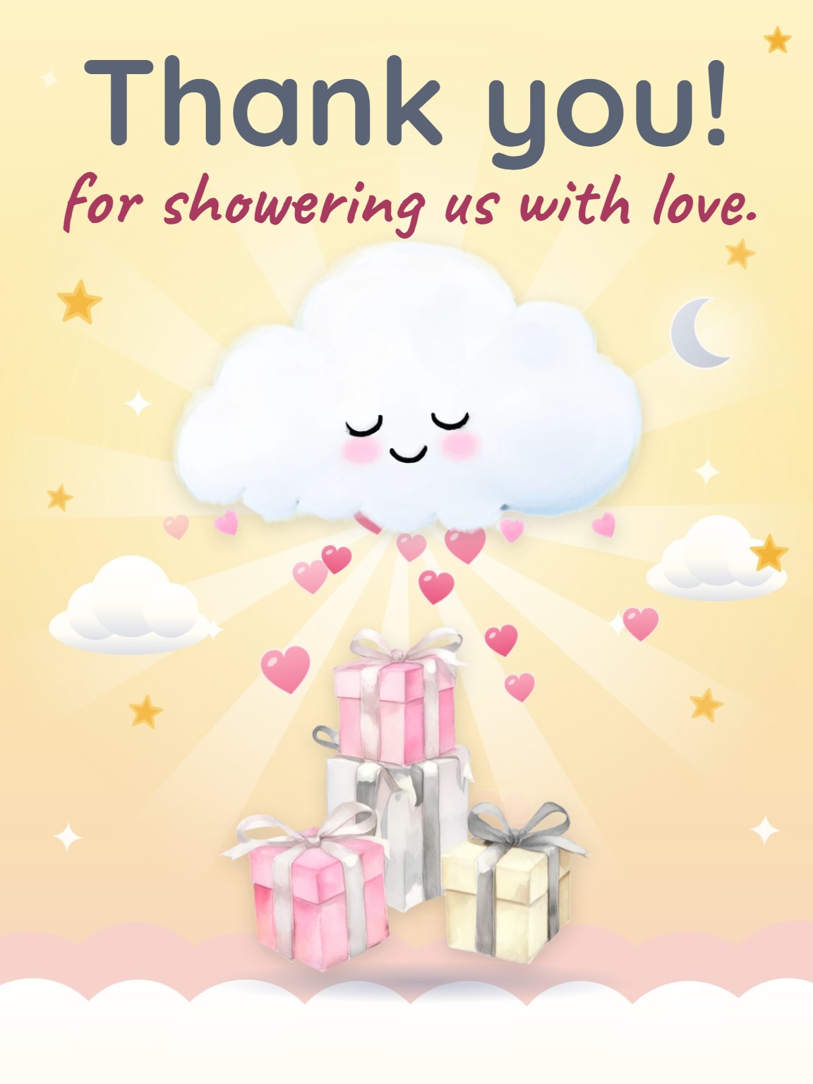Hush, Little Moon Baby Shower Thank You Card
