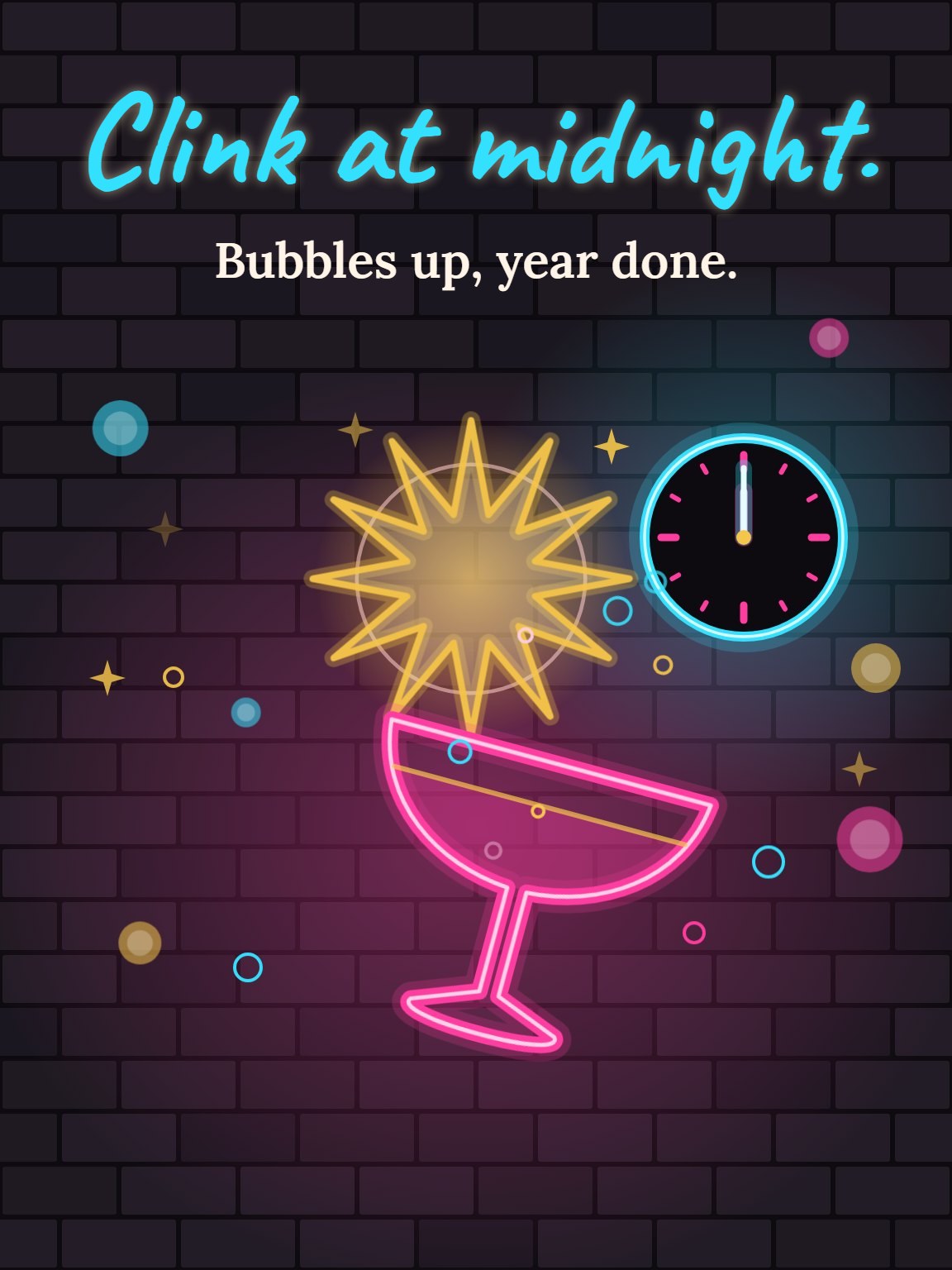 Neon Midnight New Year Card