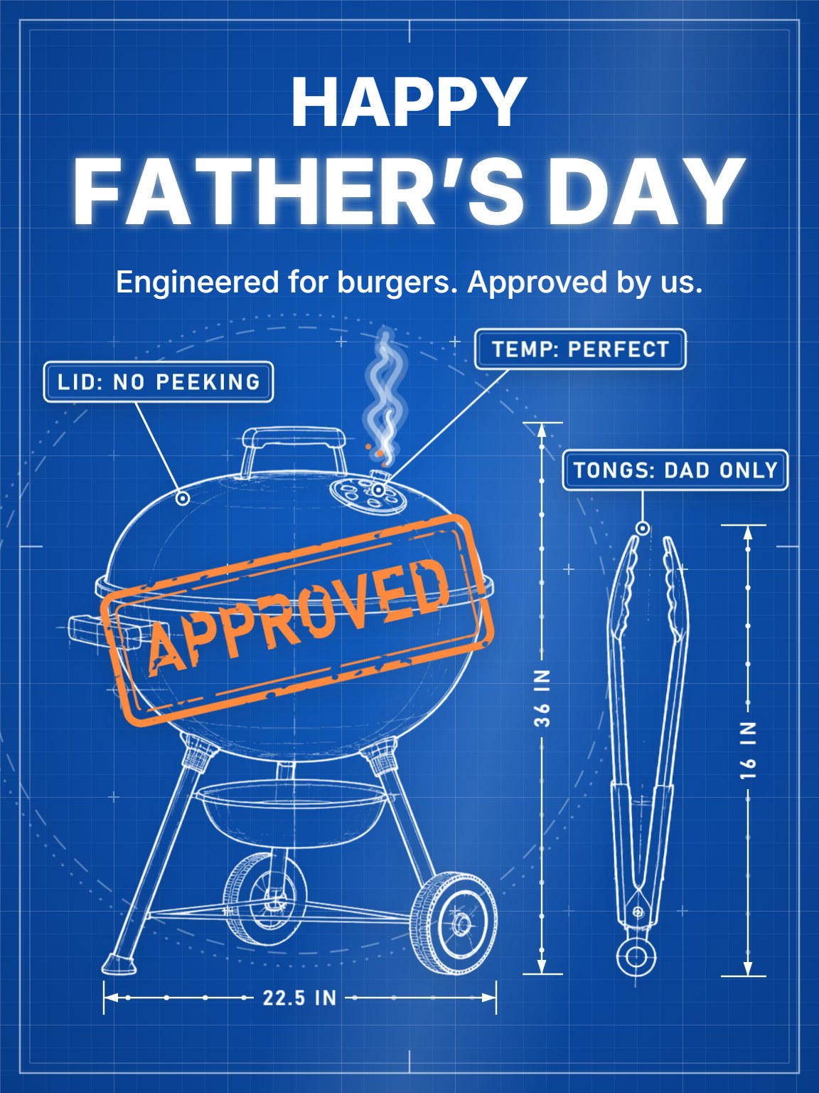 Grill Master Blueprint Father's Day Card