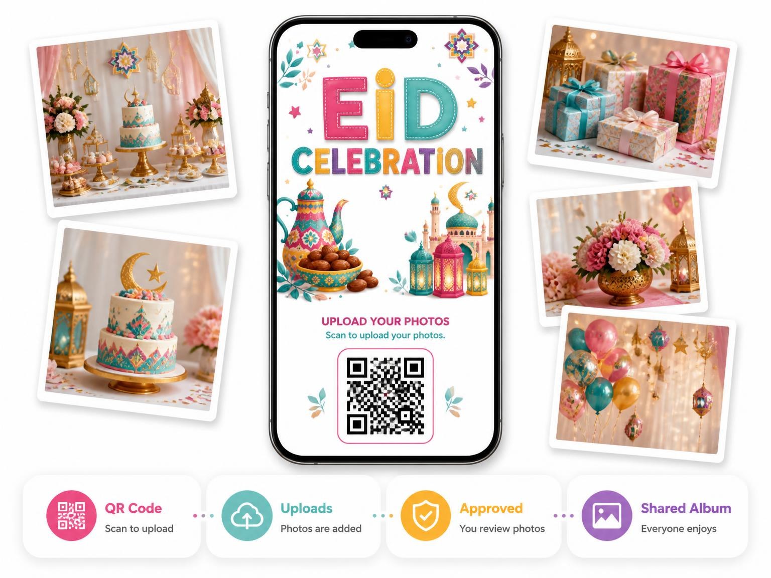 The shared photo gallery that comes with the Dallah Coffee Eid Celebration Invitation invitation
