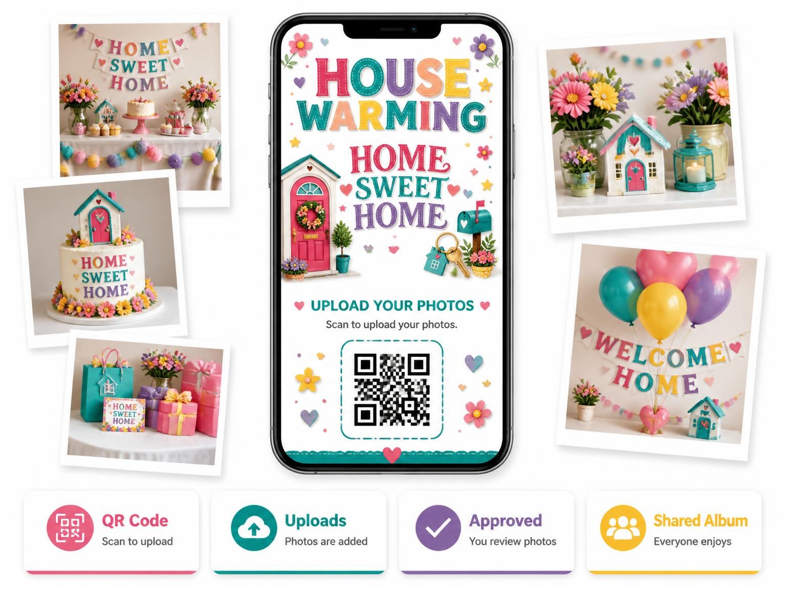The shared photo gallery that comes with the Front Door Housewarming Invitation invitation