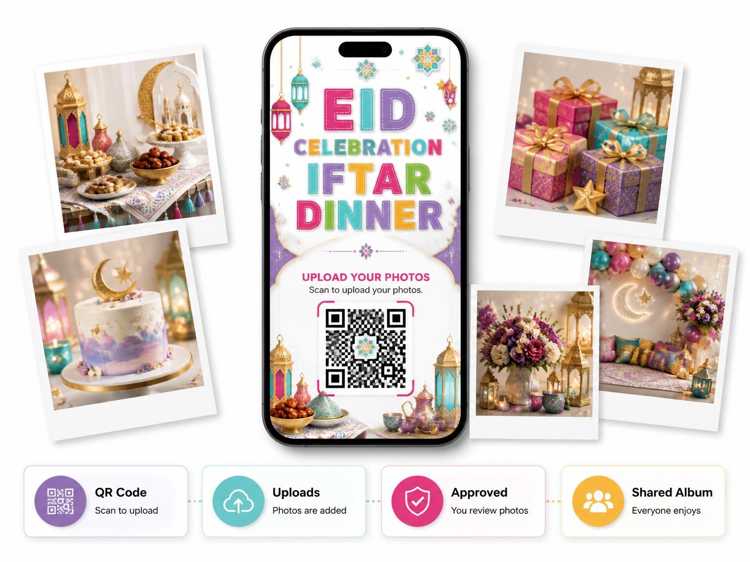 The shared photo gallery that comes with the Eid Celebration / Iftar Dinner Invitation invitation
