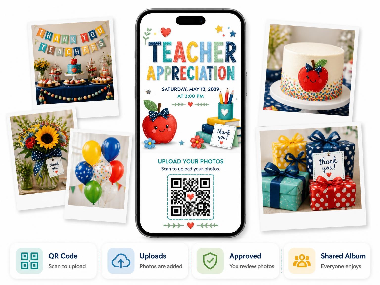 The shared photo gallery that comes with the Apple Teacher Appreciation Invitation invitation