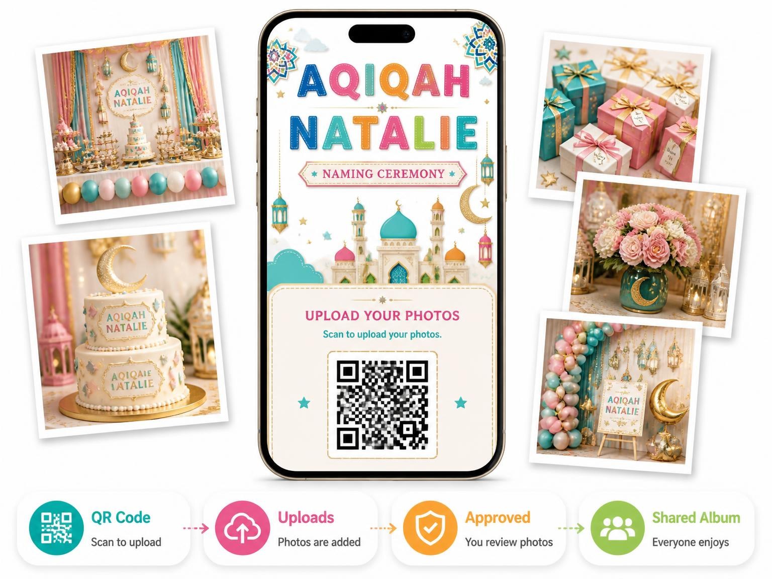 The shared photo gallery that comes with the Mosque Naming Ceremony Invitation invitation