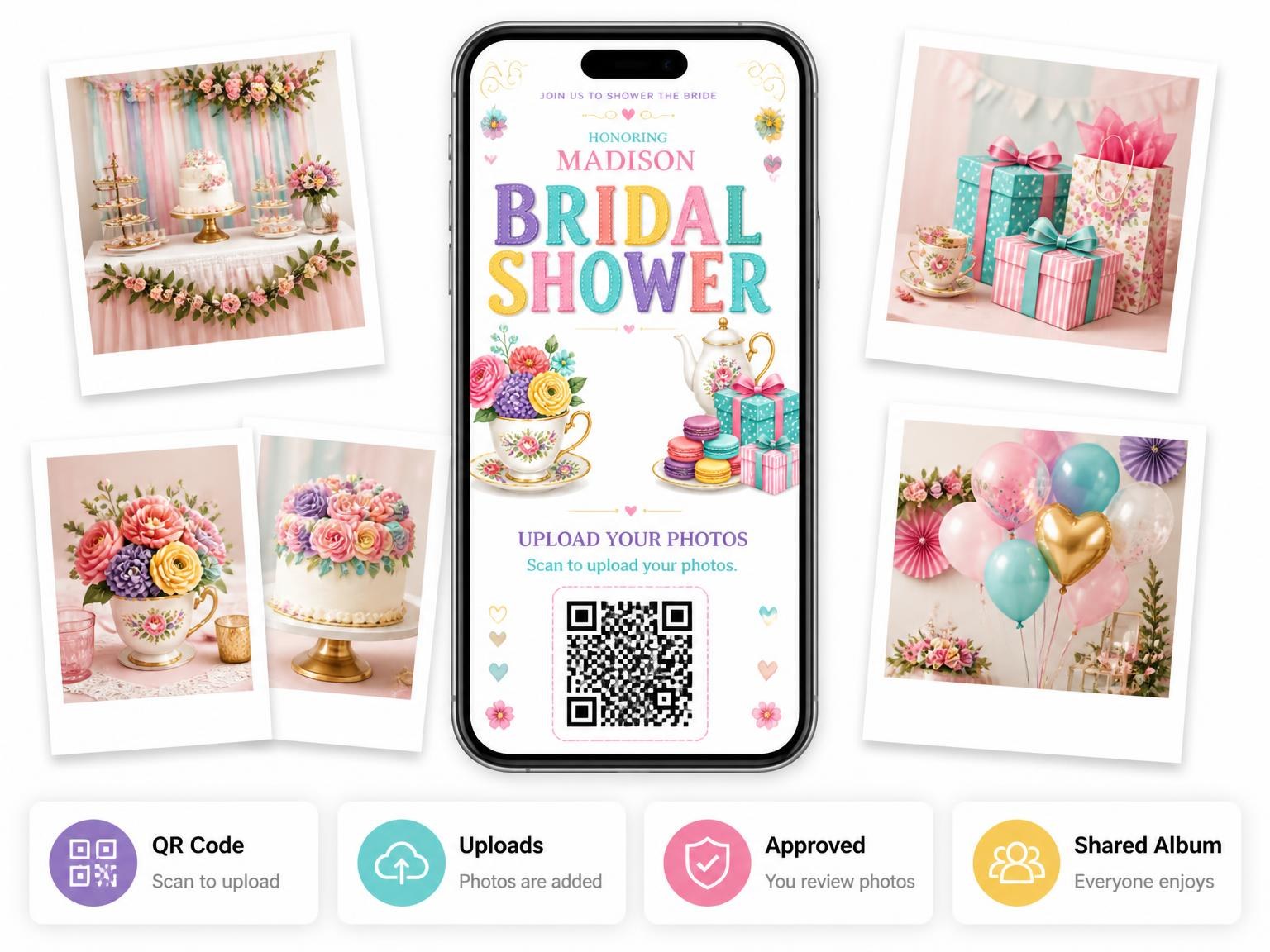 The shared photo gallery that comes with the Floral Tea Party Bridal Shower Invitation invitation