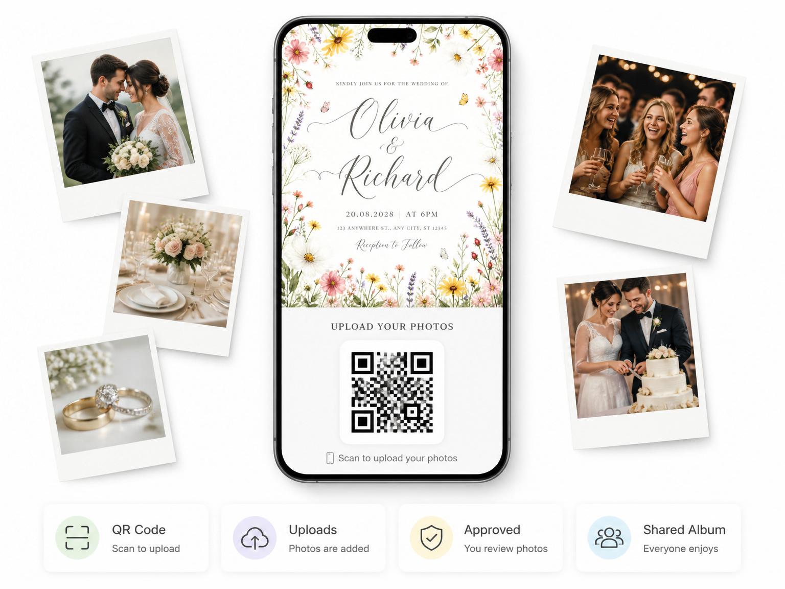 The shared photo gallery that comes with the Wildflower Meadow Botanical Wedding Invitation invitation