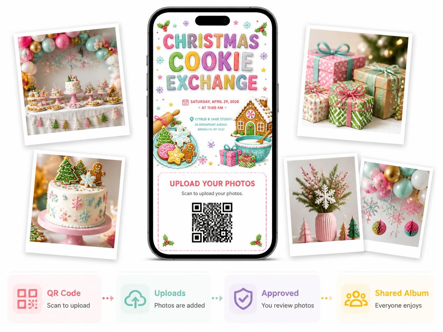 The shared photo gallery that comes with the Christmas Cookie Exchange Invitation invitation