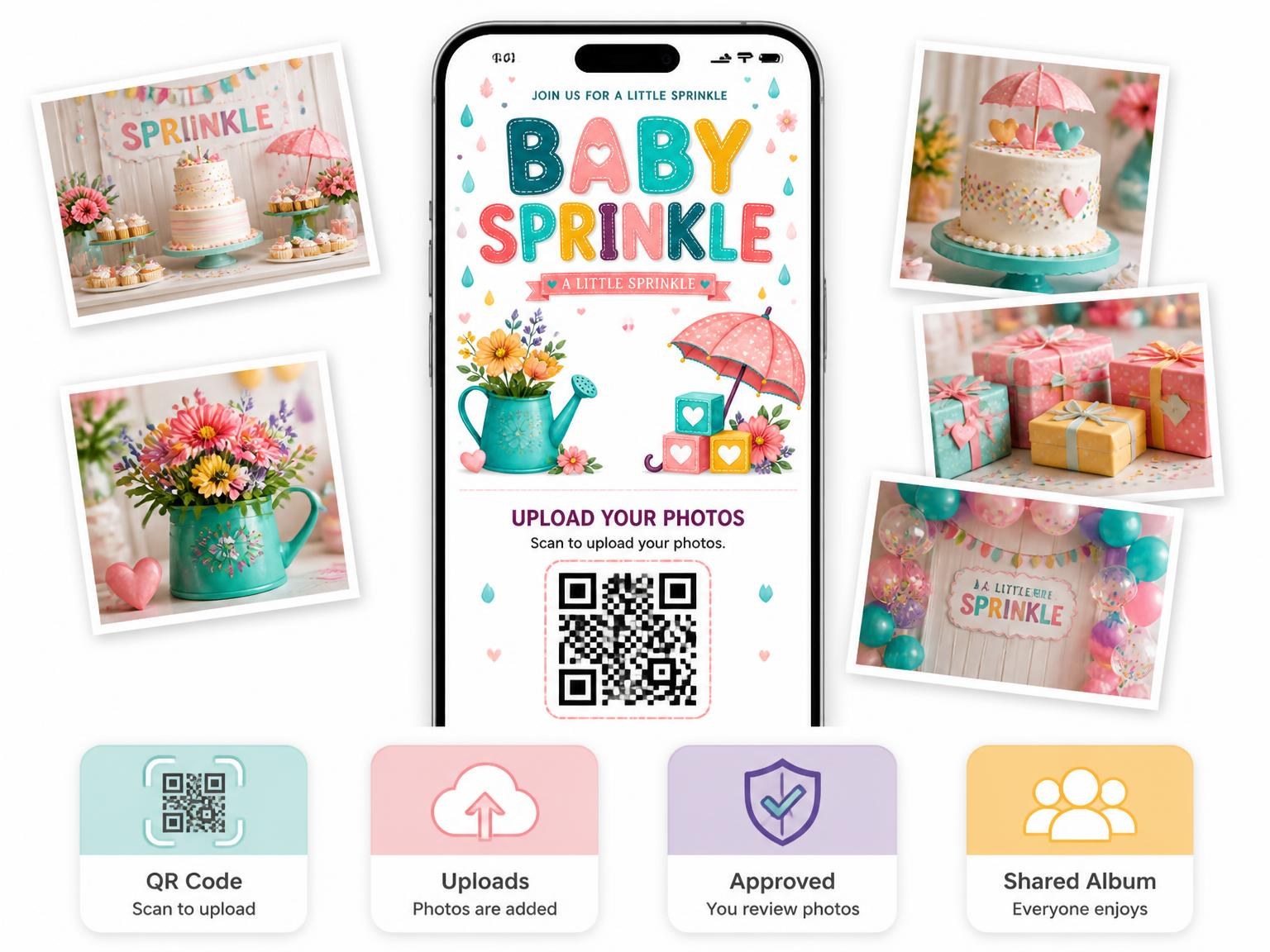 The shared photo gallery that comes with the Alphabet Blocks Baby Sprinkle Invitation invitation