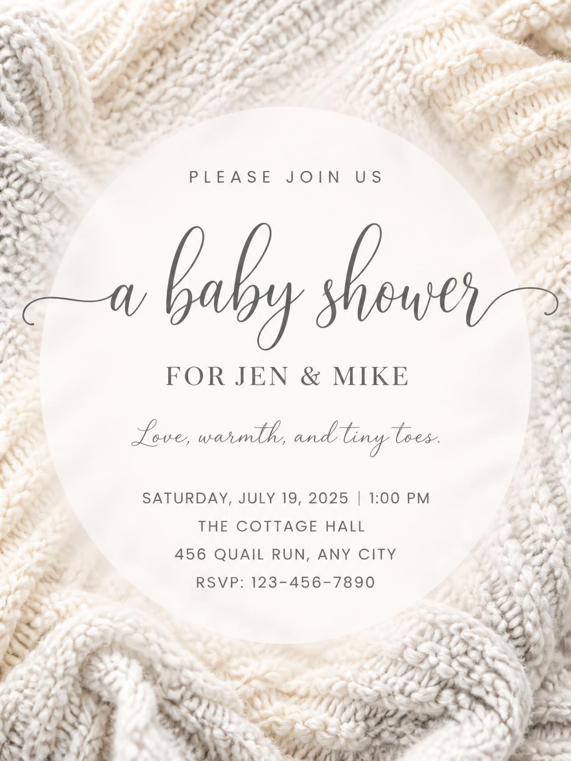 Cream Cable Knit Baby Shower