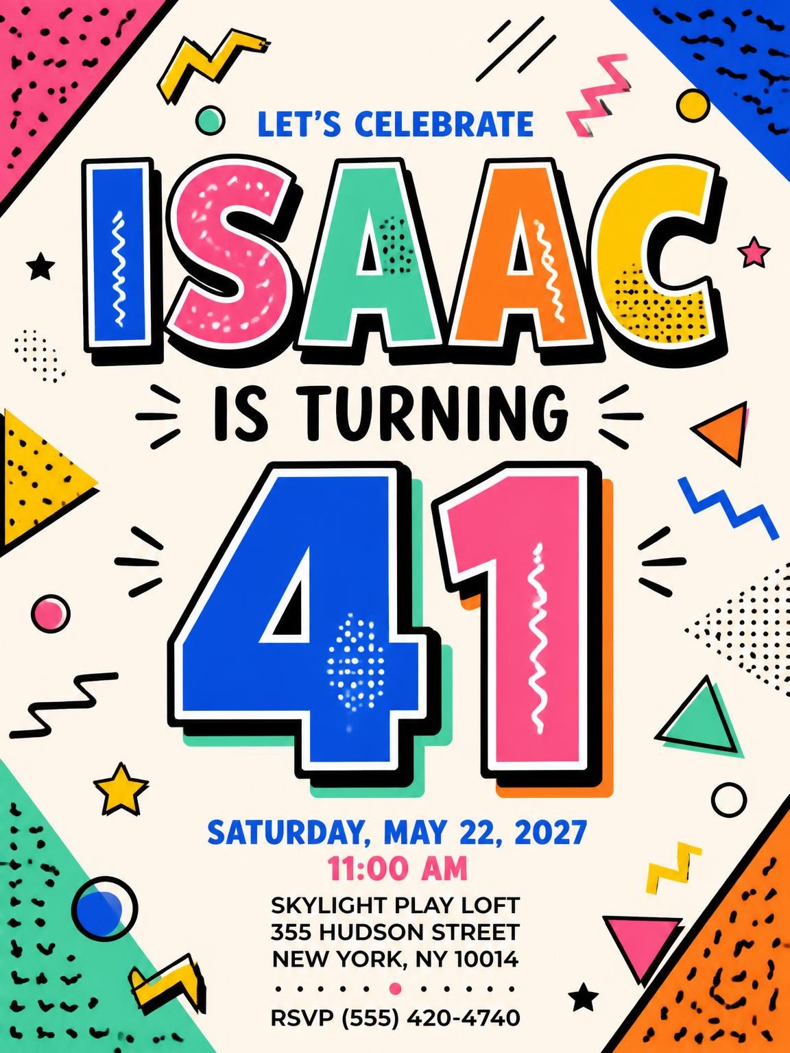 Memphis Pop 41st Birthday Invitation