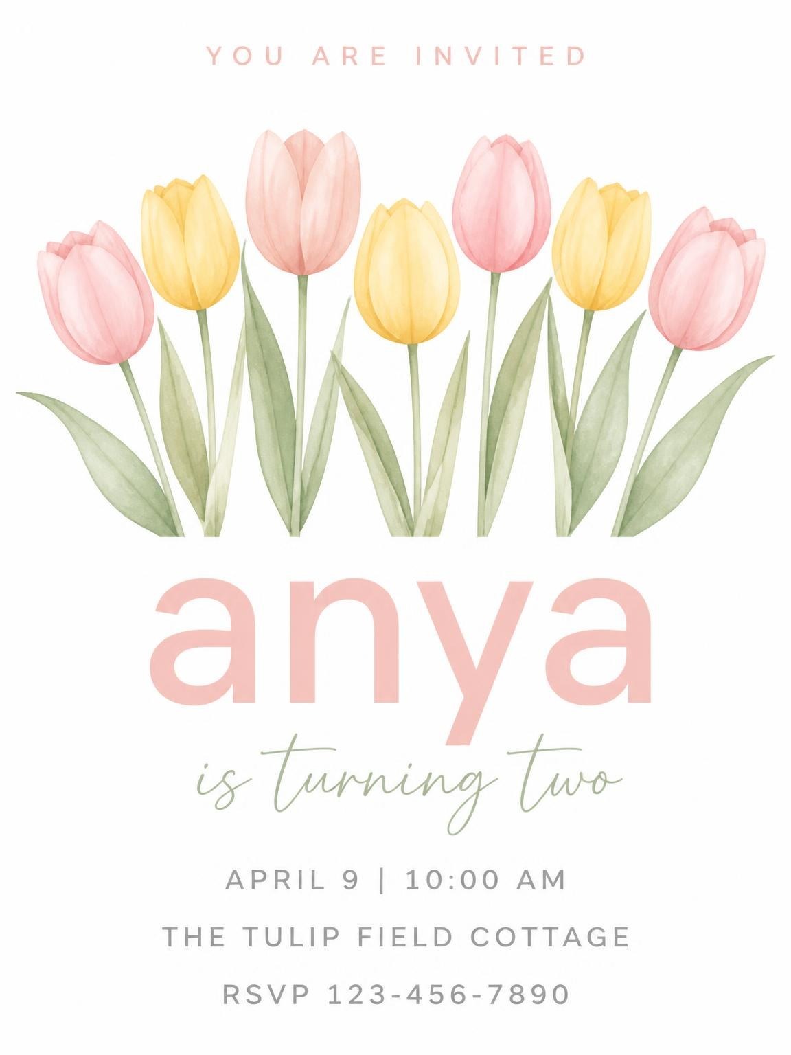 Pink and Yellow Tulip 2nd Birthday