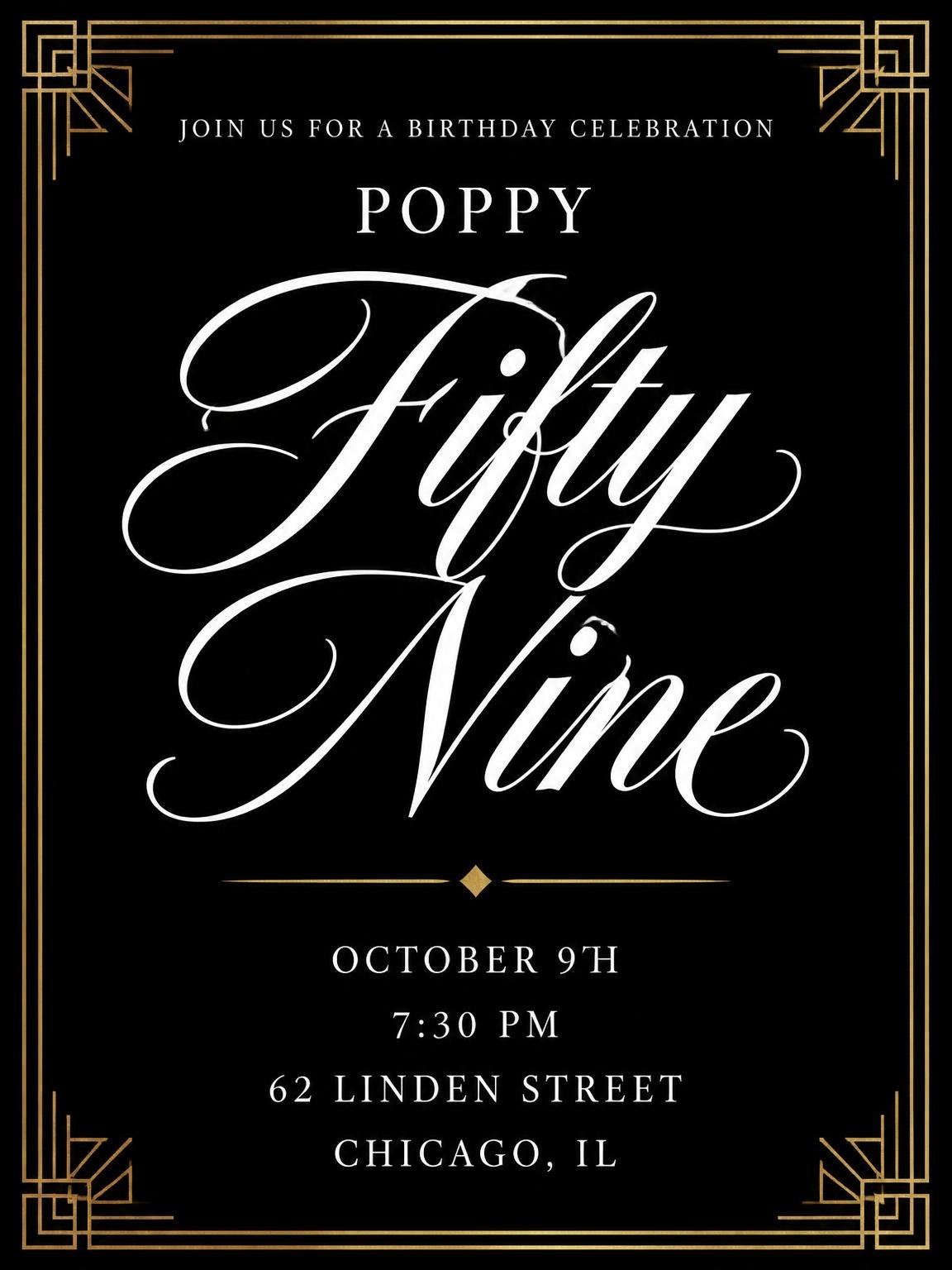 Art Deco 59th Birthday Invitation