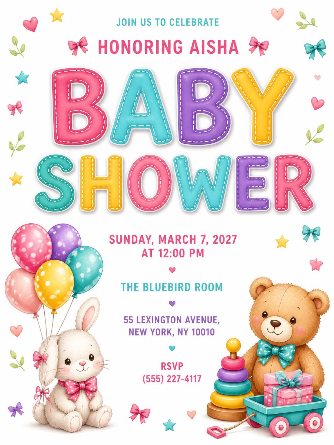 Bunny Baby Shower Invitation