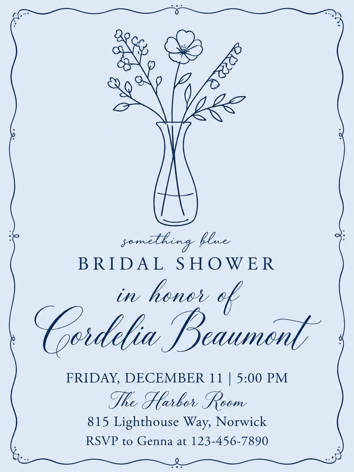 Navy Line-Art Floral Bridal Shower