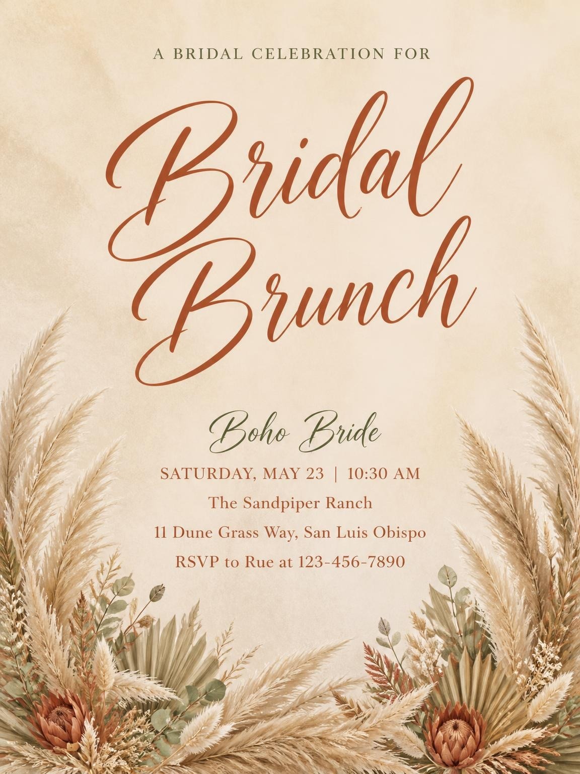 Parchment Pampas Grass Bridal Brunch