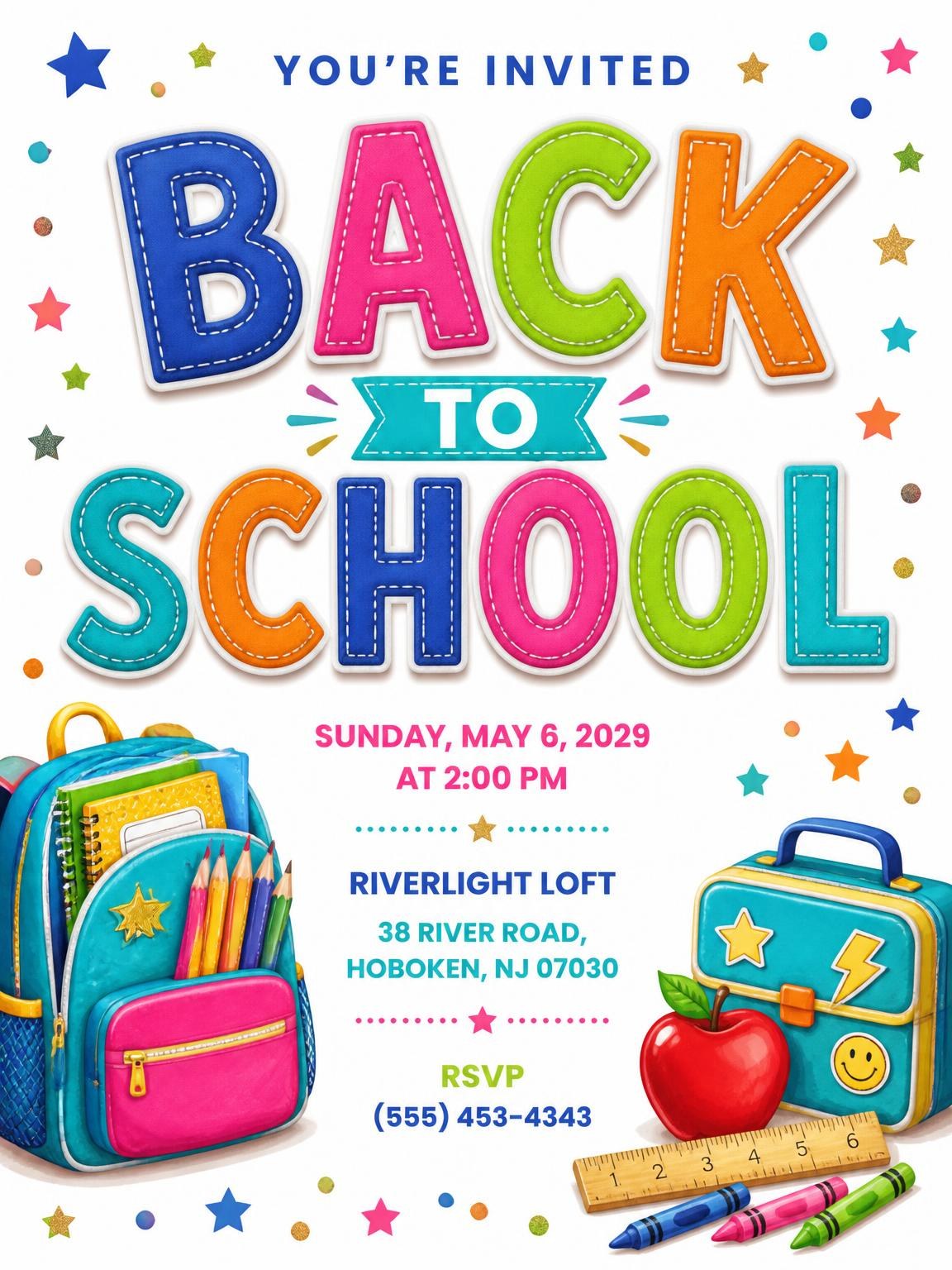 Filled Backpack Back to School Invitation